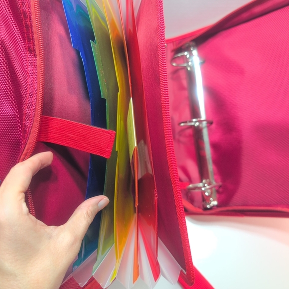 New RED 2" Ring Zipper Binder with Strap + Expandable Pocket File - Picture 5 of 10